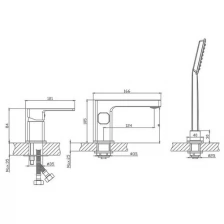 Смеситель на борт ванны Haiba HB80615-7 Черный матовый